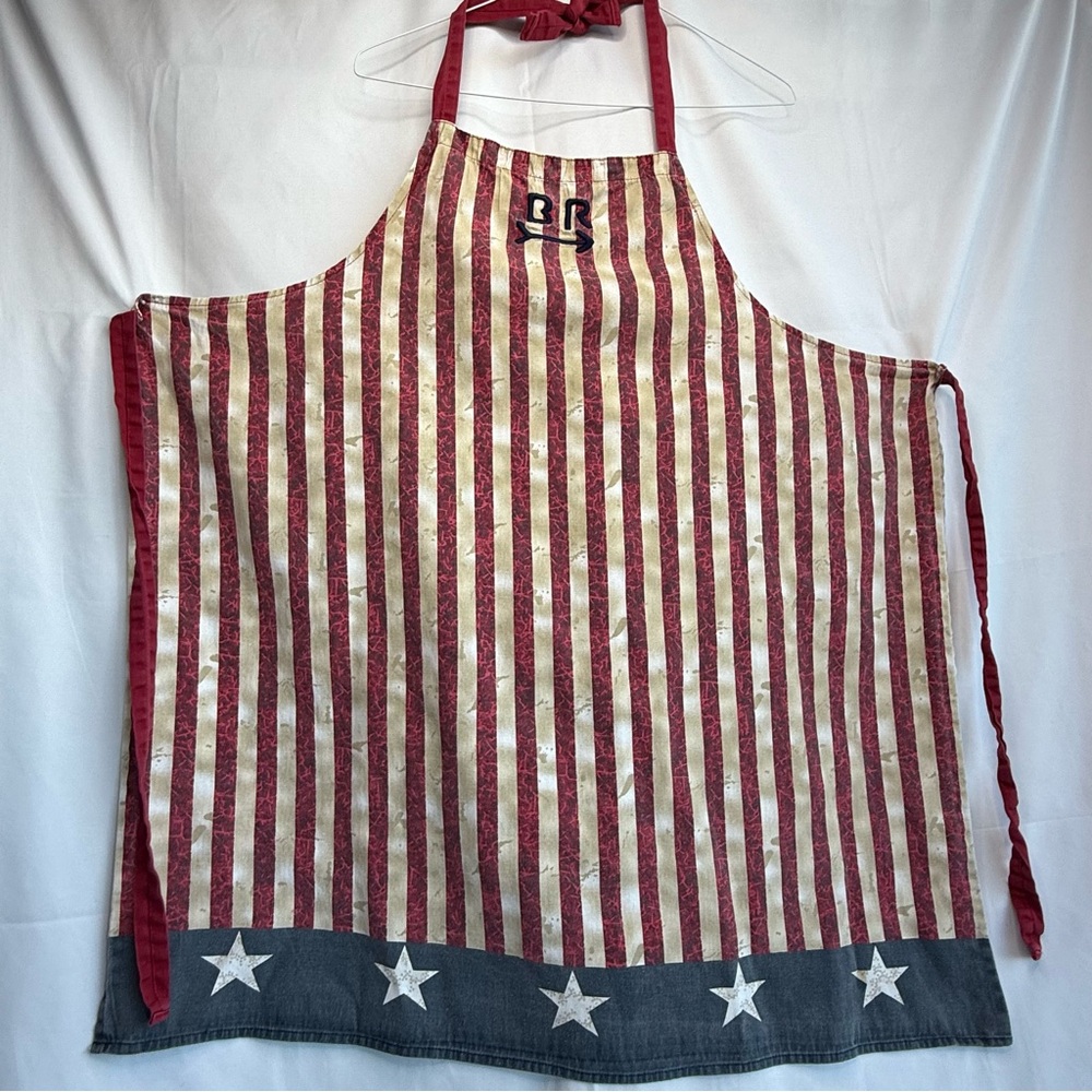 Patriotic Apron Red White & Blue Stars Good Condition